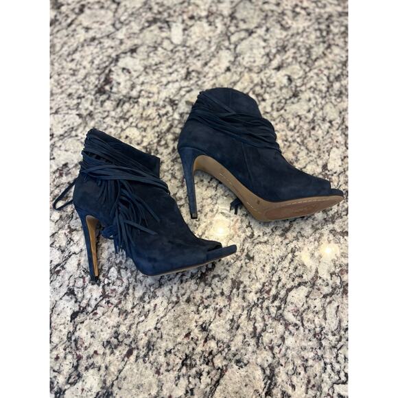 Vince Camuto peep toe suede bootie size 9.5 navy - Picture 5 of 8